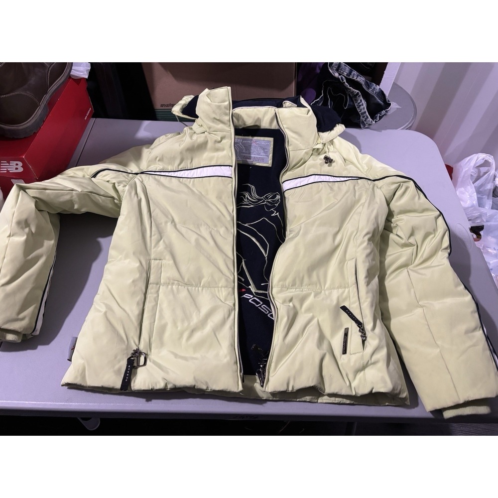 Zero Xposur Womens M Yellow Hooded Jacket Water Repellent Fleece Lined Zip Coat